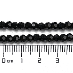 不透明ガラスビーズスタンド  ファセット（32ファセット）  ラウンド  ブラック  4mm  穴：0.7mm  約87~93個/連  32~33cm&nbsp;LS-EGLA-A035-P4mm-D18