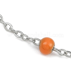 Браслет-цепочка из нержавеющей стали 304 с эмалированными бусинами-рондель&nbsp;BJEW-G683-02P-01