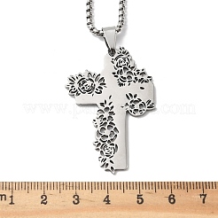 201 подвеска-роза крест из нержавеющей стали&nbsp;LS-NJEW-H065-31P