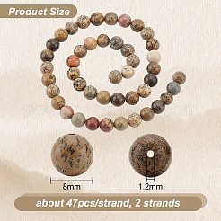 2 нити круглых бусин из натуральной дендритной яшмы G-OC0004-31