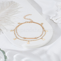 1 шт. двухслойные браслеты на ногу в форме звезды из сплава для женщин&nbsp;AJEW-LP0001-75