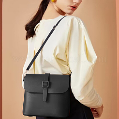 調節可能なレザーバッグストラップ  合金の留め金付き  ブラック  110x1.2cm&nbsp;DIY-WH0304-708A