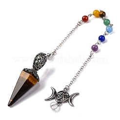 Биолокационные маятники с заостренным шестиугольным конусом и натуральным тигровым глазом&nbsp;G-Q184-03F-AS