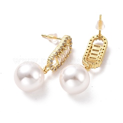 Boucles d'oreilles ovales en zircone cubique transparente avec perles en plastique&nbsp;EJEW-A072-11LG-A