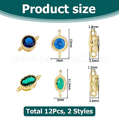 12шт 2 стиля латунные микро проложить кубические циркониевые соединители KK-HS0015-22A