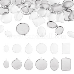 12 шт. 6 стиля подвески из нержавеющей стали 304 с кабошонами&nbsp;STAS-TA0003-21