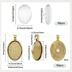 30 Stück ovale Cabochon-Fassungen für Anhänger aus Legierung&nbsp;DIY-SP0006-91