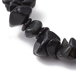 Stretch-Armbänder aus natürlichen Obsidiansplitterperlen&nbsp;BJEW-JB11133-12