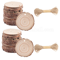 30 шт. плоские круглые необработанные подвески из деревянной щепы WOOD-CP0001-14A