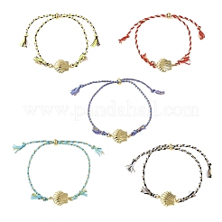 Bracelet coulissant ajustable en cordon métallique tressé en polycoton et acier inoxydable 304&nbsp;BJEW-JB14245-02