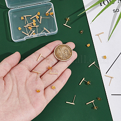 20 шт. прямоугольная латунная фурнитура для сережек-гвоздиков&nbsp;KK-UN0002-25