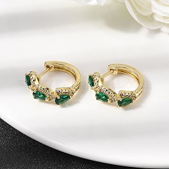 Серьги-кольца из латуни с фианитом&nbsp;EJEW-L308-01G