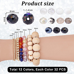 384шт 12 цвета гальванические стеклянные бусины EGLA-PH0001-51