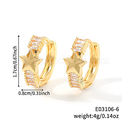 Элегантные серьги-кольца из латуни с прозрачным кубическим цирконием в форме звезды&nbsp;AN6190-2