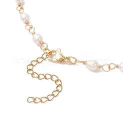 Ожерелья из цепочек из натурального жемчуга и рисовых бусин и медной проволоки&nbsp;NJEW-JN05493