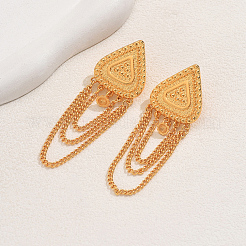 Серьги-гвоздики из сплава с подвеской в виде треугольника и цепочки&nbsp;KQ5554