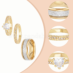 9 шт. 9 стиля кольца в форме сердца из кубического циркония RJEW-AN0001-14