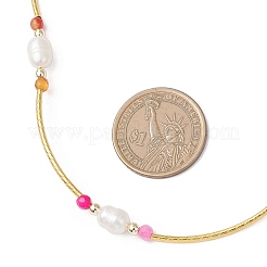 Ожерелья из круглых бусин с натуральным аметистом NJEW-JN05534