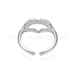 Кольцо-манжета с открытым сердцем из нержавеющей стали 304 RJEW-S405-260P