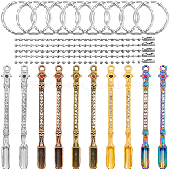 10шт 5 цвета сплава горный хрусталь лопатка брелок&nbsp;KEYC-SC0001-58