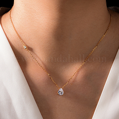S925 серебряное ожерелье с подвеской в виде капли воды для женщин минималистская цепочка с цирконием ювелирные изделия OI2767