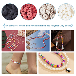 4 цвет плоские круглые бусины ручной работы из полимерной глины CLAY-AR0001-26