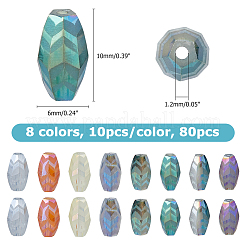 80шт 8 цвета прозрачные гальванические стеклянные бусины EGLA-HS0001-03