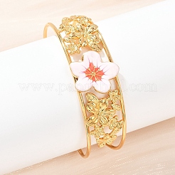 Браслеты-манжеты из нержавеющей стали 304 в виде цветка для женщин&nbsp;BJEW-A049-02G