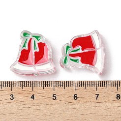 クリスマスデコレーションテーマの不透明アクリルビーズとエナメル  レッド  クリスマス鐘  21x21x8.5mm  穴：3.5mm&nbsp;OACR-Z021-01H