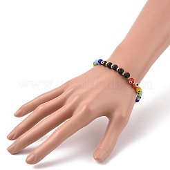 Тема чакры ручной работы сглаз бусины лэмпворк эластичные браслеты BJEW-JB09125