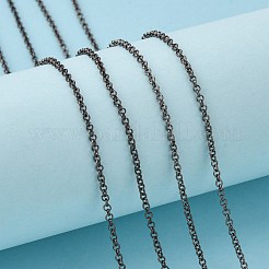 アイアン製ローロチェーン  ベルチャーチェーン  スプールで  溶接されていない  無鉛の  ガンメタ色  2x1mm  約328.08フィート（100m）/ロール&nbsp;CH-S066-B-LF