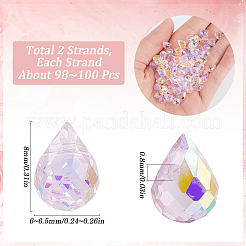 2 brin de perles de verre galvanisées transparentes.&nbsp;EGLA-SP0001-23B