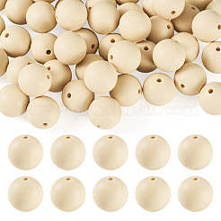 50個の食品グレードの環境に優しいシリコーンビーズ  ラウンド  レモンシフォン  15mm  穴：2mm&nbsp;SIL-TADJ0001-03F