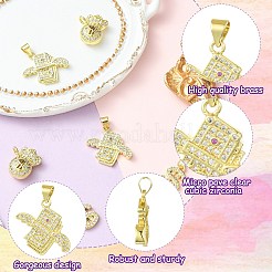 6 шт. 3 стиля латунные подвески с микропаве и кубическим цирконием&nbsp;KK-CJ0002-92