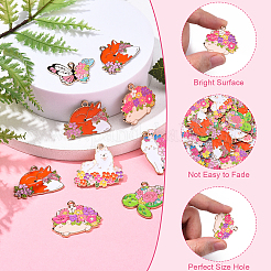 24 шт. 6 стиля эмалевые подвески в виде животных и цветов&nbsp;ENAM-YW0005-47