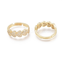 Регулируемые латунные кольца с прозрачным кубическим цирконием&nbsp;RJEW-O037-12G