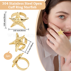 1 шт. манжетные кольца из нержавеющей стали 304 RJEW-BBC0001-22