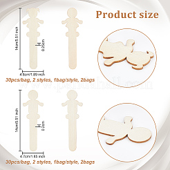 4 сумка 4 стиля необработанных деревянных украшений WOOD-OC0002-98