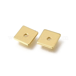 真鍮ビーズ  正方形  ラックめっき  長持ちメッキ  ゴールドカラー  6x6x0.8mm  穴：1.2mm&nbsp;KK-CBA0DF0-11G
