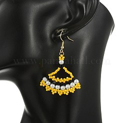 Boucles d'oreilles pendantes en verre tissé de type graine&nbsp;EJEW-MZ00794-03