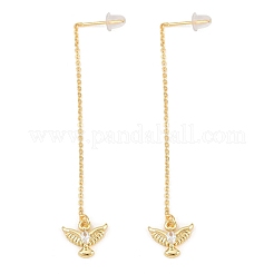 Серьга-нить из латуни с микропаве и прозрачными кубическими циркониями.&nbsp;EJEW-H182-11G