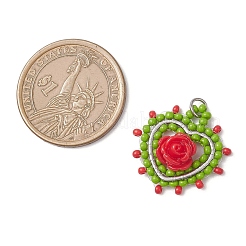 Сердце из стеклянных бусин с подвесками в виде роз&nbsp;PALLOY-MZ01030-05