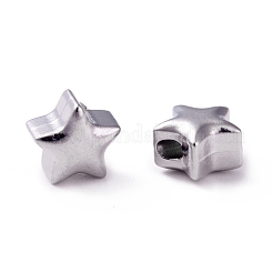 変色しない304ステンレススチールビーズ  スター  ステンレス鋼色  6x6x4mm  穴：1.5mm&nbsp;LS-STAS-I670-03P