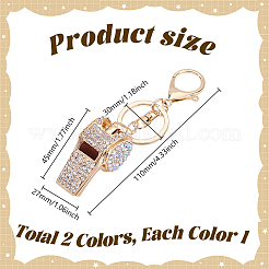 2 шт. 2-цветные брелки из сплава со стразами&nbsp;KEYC-PH0002-20