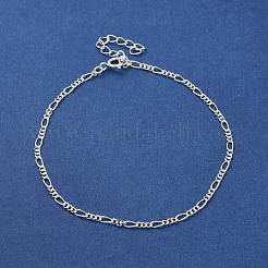 925 женский браслет-цепочка из серебра [925] пробы с фигаро&nbsp;BJEW-E101-01S-01