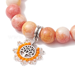 Braccialetti elasticizzati con perline di vetro craquelé rotonde opache da 10.5 mm&nbsp;BJEW-MZ00080-01