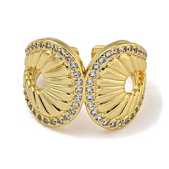 Открытые манжеты из листовой латуни с микропаве из циркония для женщин&nbsp;RJEW-Z050-21G