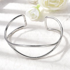 Браслеты-манжеты из нержавеющей стали 304 для женщин BJEW-Z150-01P-02