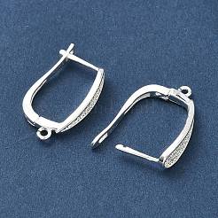 Латунные серьги-кольца из прозрачного кубического циркония&nbsp;KK-H532-16S