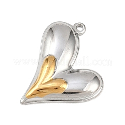 304ステンレスペンダント  ハート  ゴールデン·ステンレス鋼色  25x21x3mm  穴：1.4mm&nbsp;STAS-C154-05B-GP